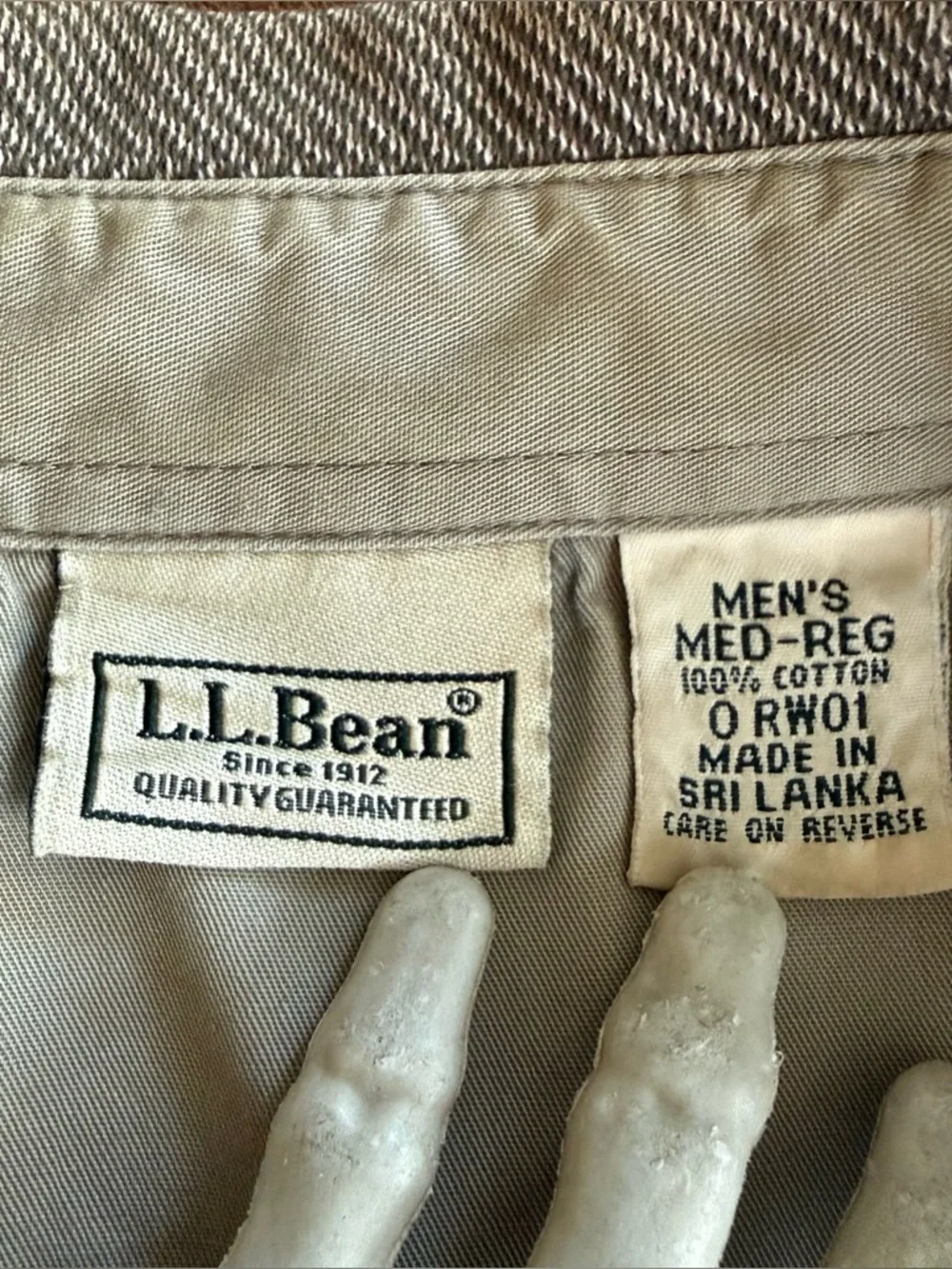 Vintage 90s 2000s LL Bean Cropped Herringbone Twill L/S Polo ~ Size Medium - Picture 5 of 7